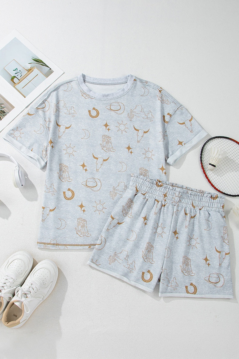 Printed Casual Shirt + Short Set