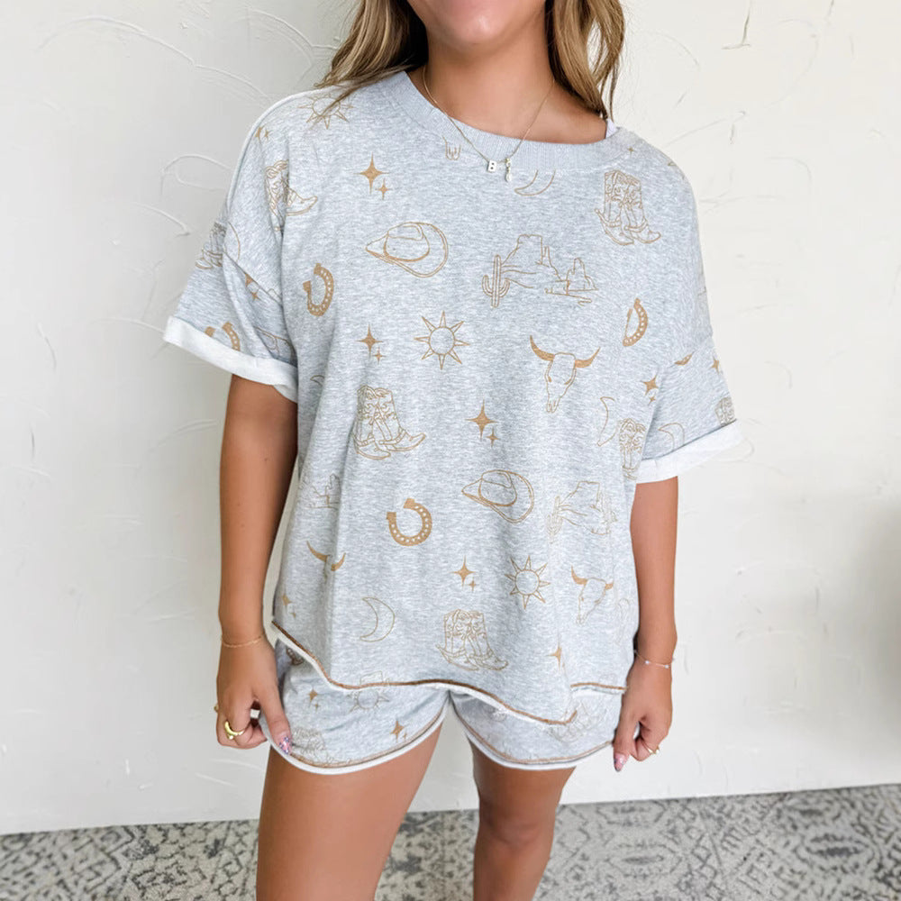 Printed Casual Shirt + Short Set