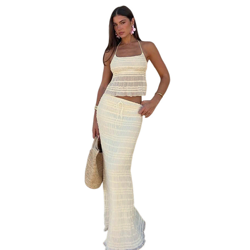 Boho Halter Top + Maxi Skirt Set