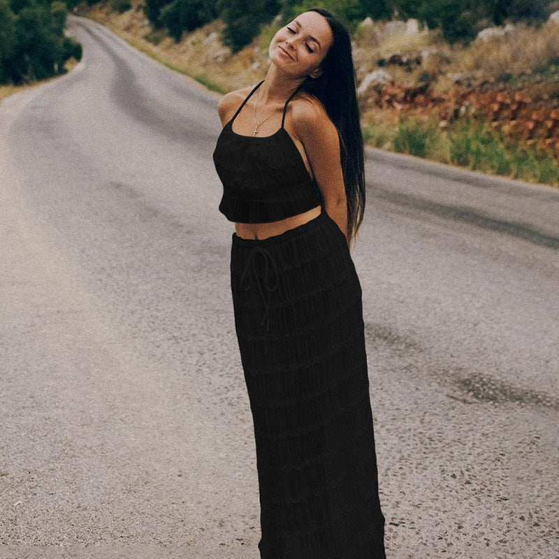 Boho Halter Top + Maxi Skirt Set