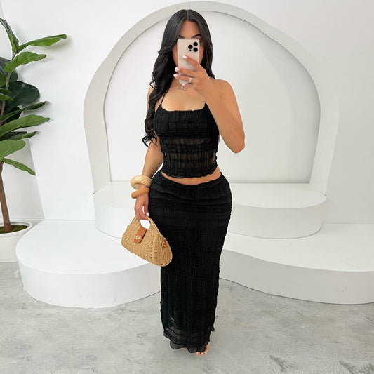 Boho Halter Top + Maxi Skirt Set