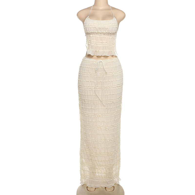 Boho Halter Top + Maxi Skirt Set