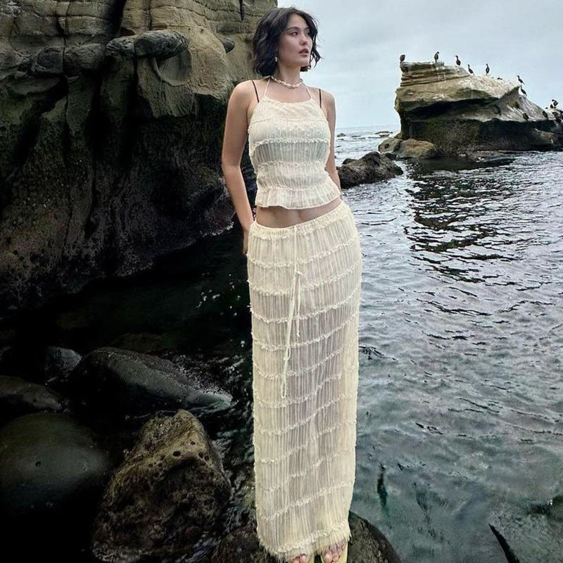 Boho Halter Top + Maxi Skirt Set