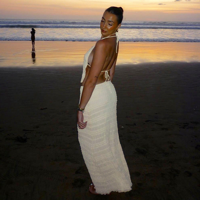 Boho Halter Top + Maxi Skirt Set