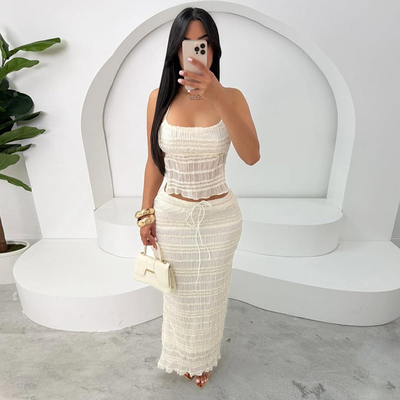 Boho Halter Top + Maxi Skirt Set