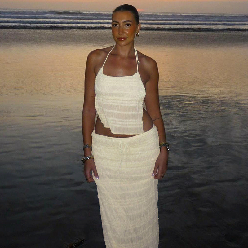Boho Halter Top + Maxi Skirt Set